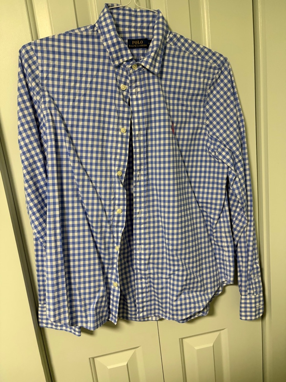 Ralph Lauren Blue and White Gingham Button-Down Shirt